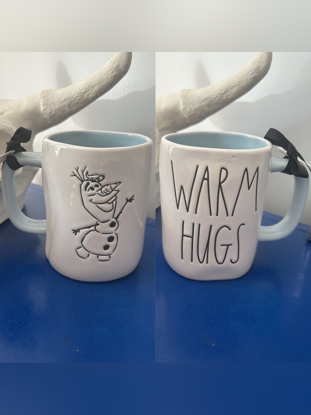 Disney Rae Dunn Frozen Olaf the Snowman Warm Hugs Double Sided Mug